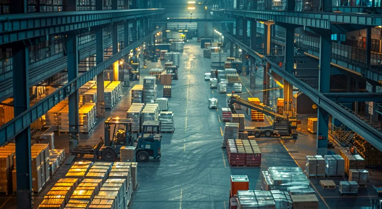futuristic warehouse operation